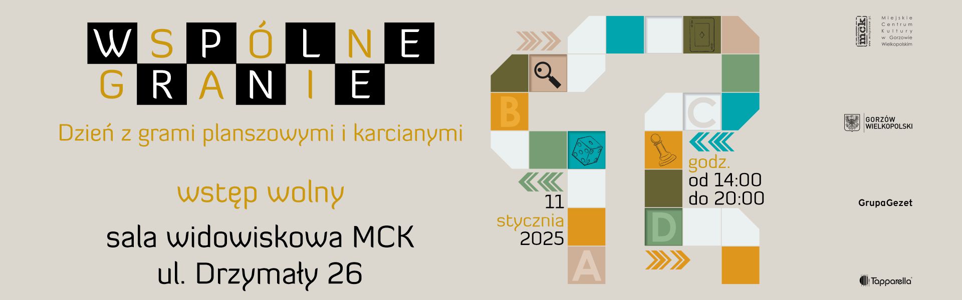 2025.01.11 Wspólne Granie - dzień z grami planszowymi i karcianymi baner