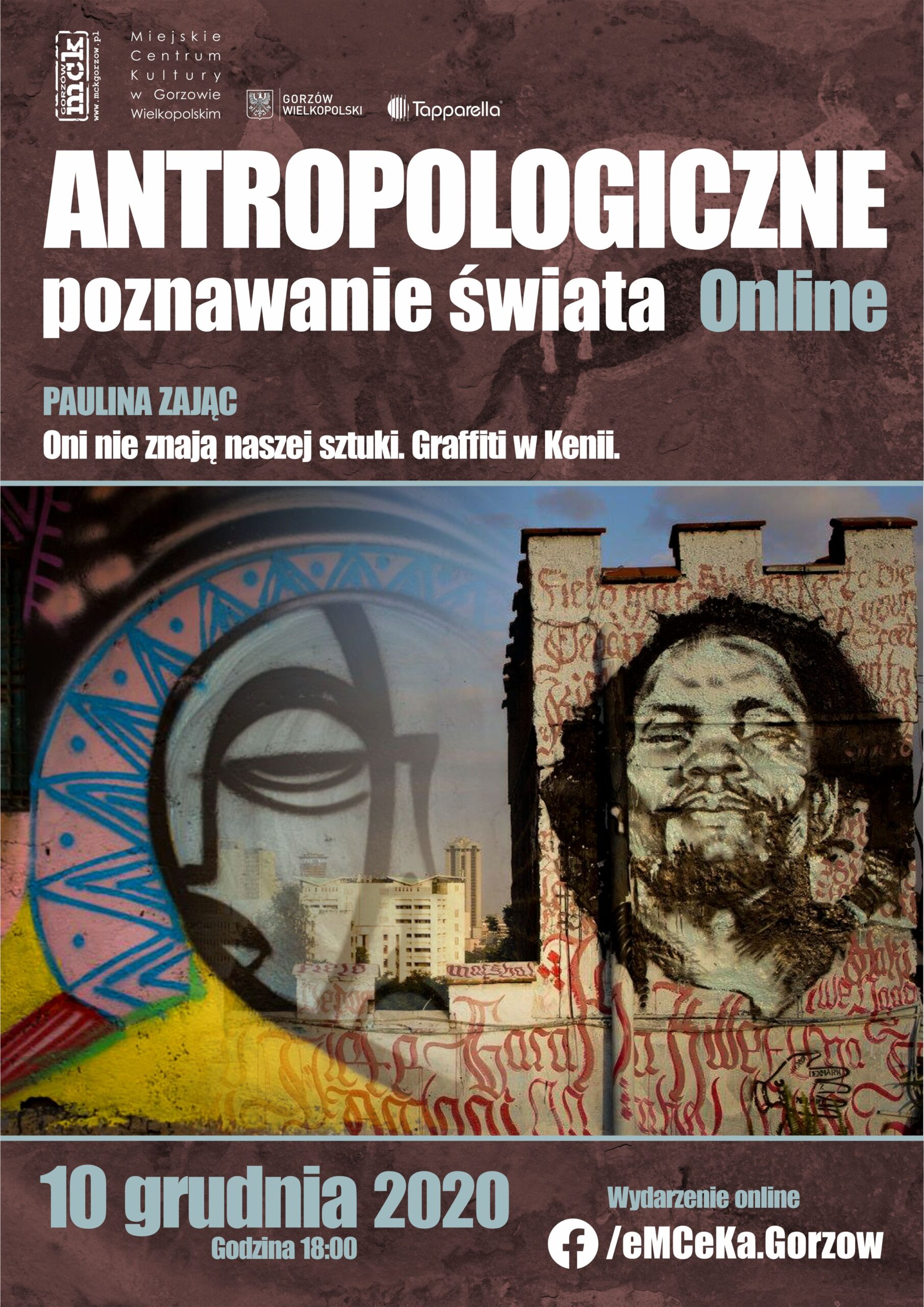 Grafika wydarzenia Antropologiczne poznawanie świata online – Oni nie znają naszej sztuki. Graffiti w Kenii.