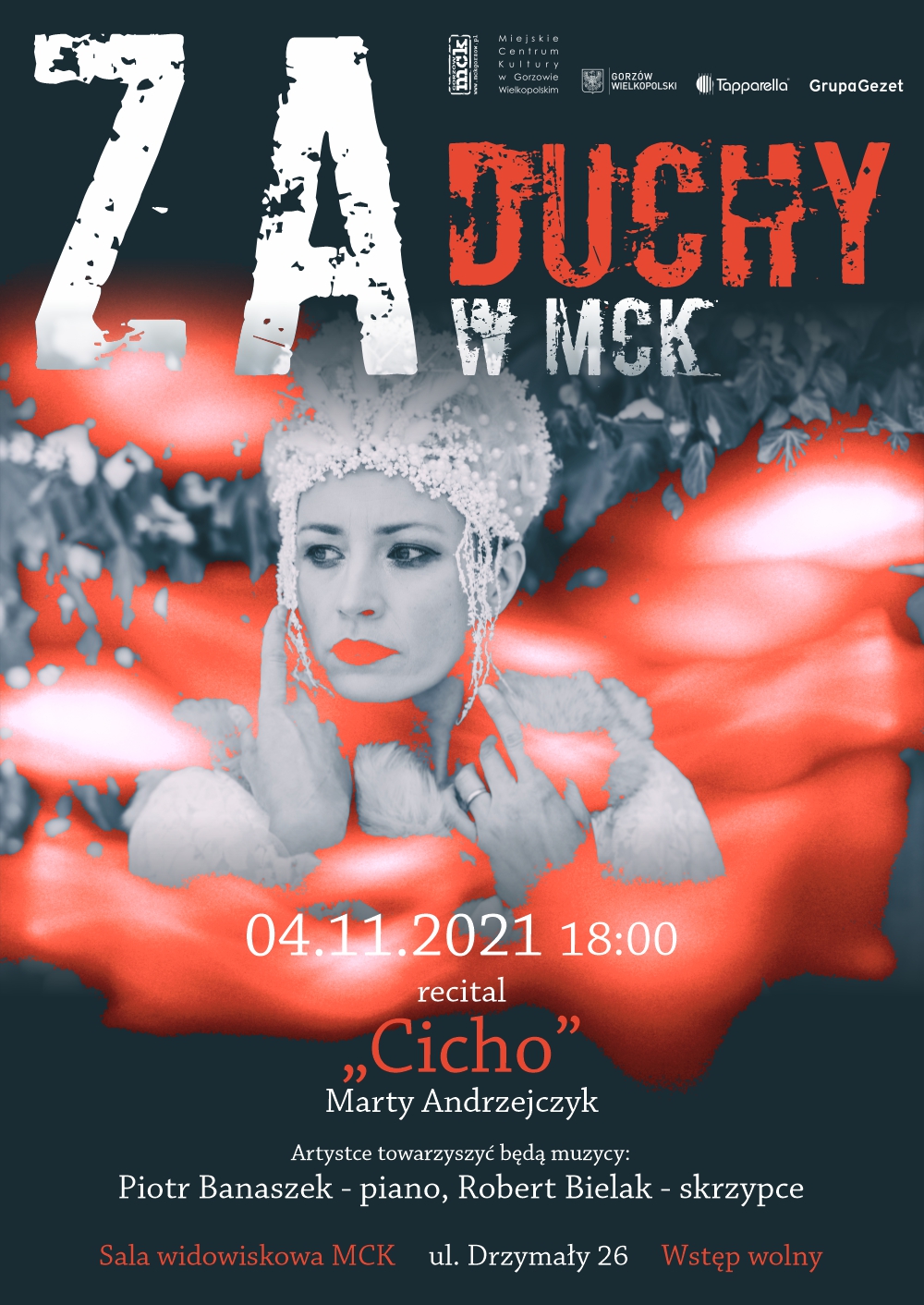Grafika wydarzenia zaDUCHY w MCK – recital „Cicho” Marty Andrzejczyk