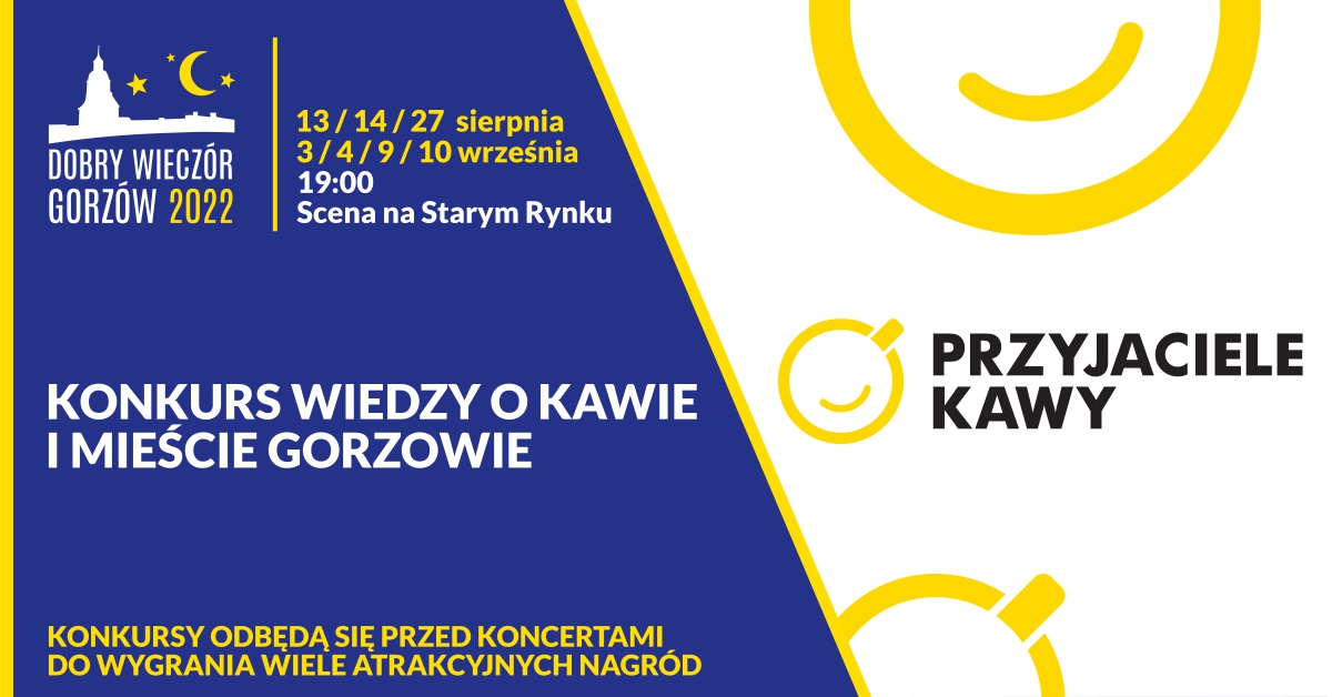 Grafika wydarzenia PRZYJACIELE KAWY – konkurs wiedzy o kawie i mieście Gorzowie