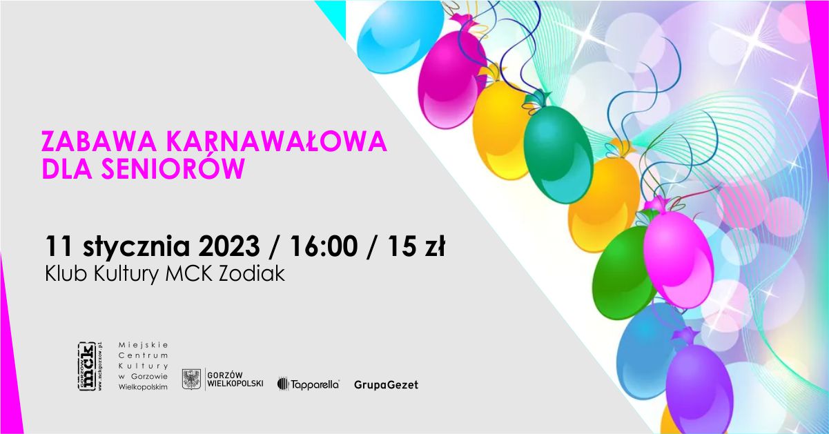 Grafika wydarzenia Zabawa karnawałowa dla seniorów