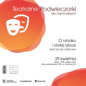 Grafika wpisu Teatralne Podwieczorki dla najmłodszych – „O rybaku i złotej rybce”