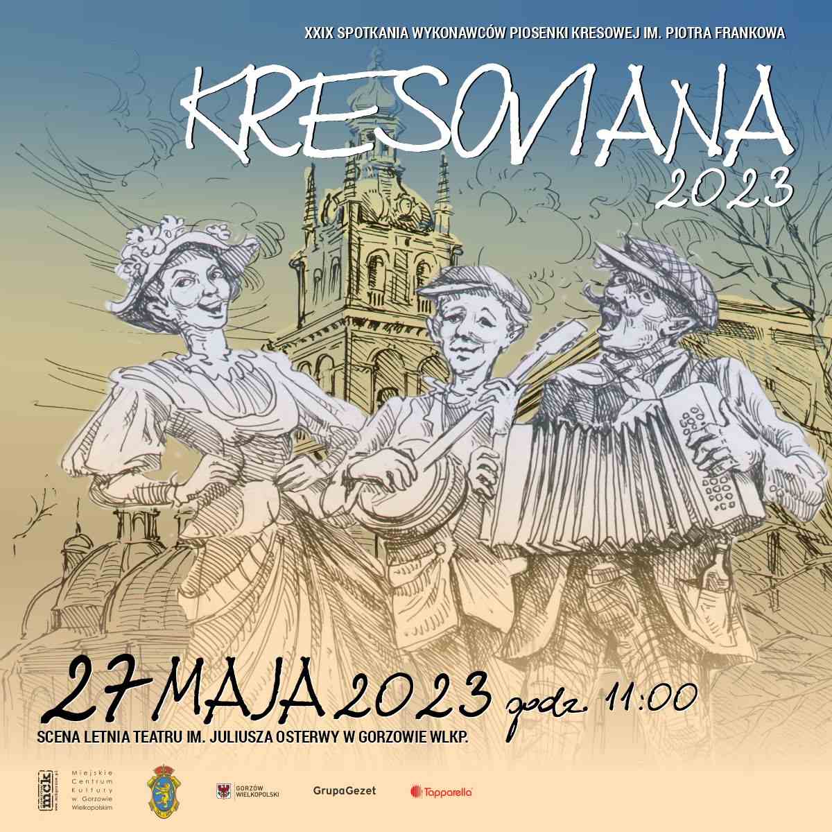 Grafika wydarzenia Kresoviana 2023 – XXIX Spotkania Wykonawców Piosenki Kresowej im. Piotra Frankowa