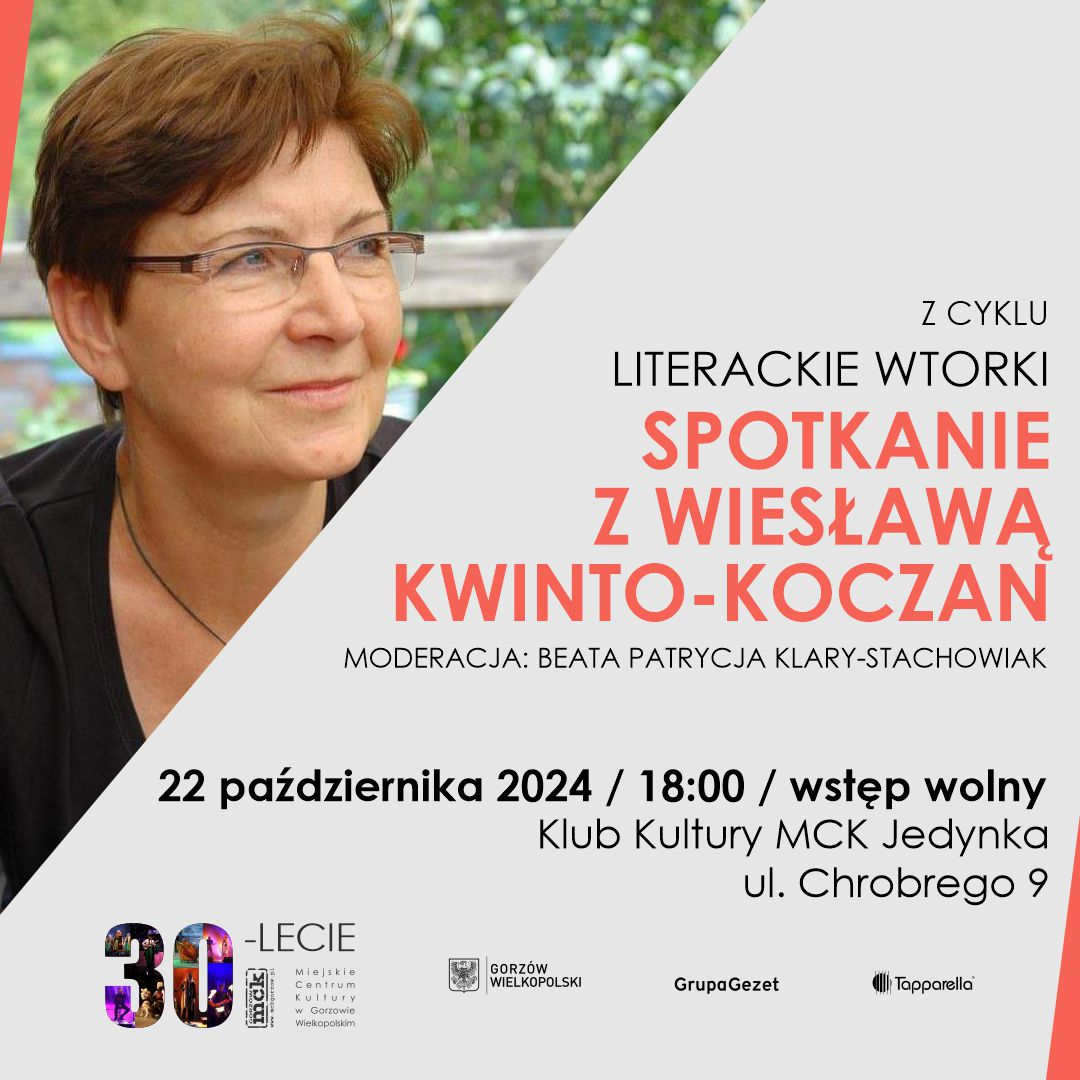 Grafika wydarzenia „Literackie wtorki”: Spotkanie z Wiesławą Kwinto-Koczan