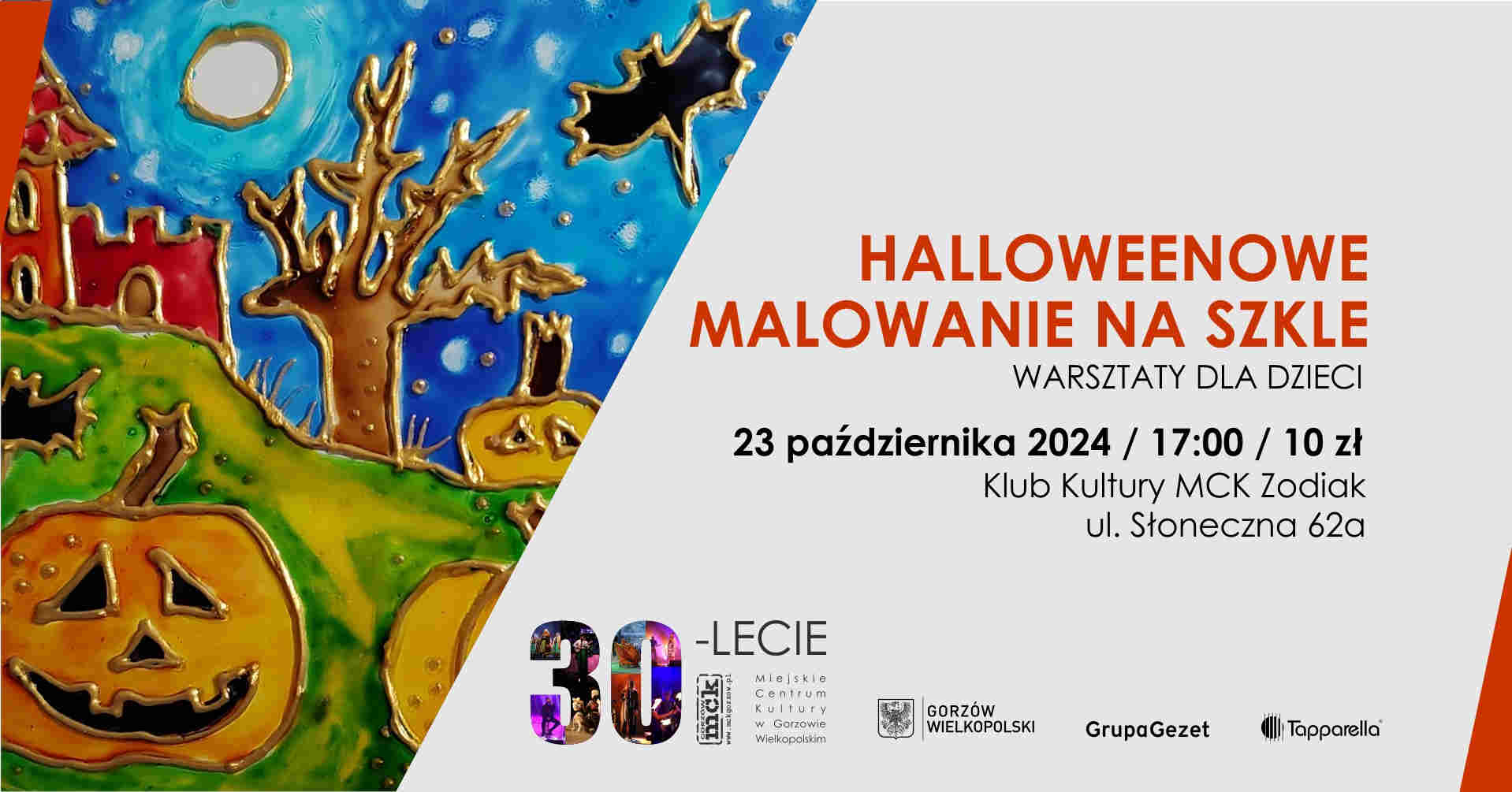 Grafika wydarzenia Halloweenowe malowanie na szkle – warsztaty dla dzieci