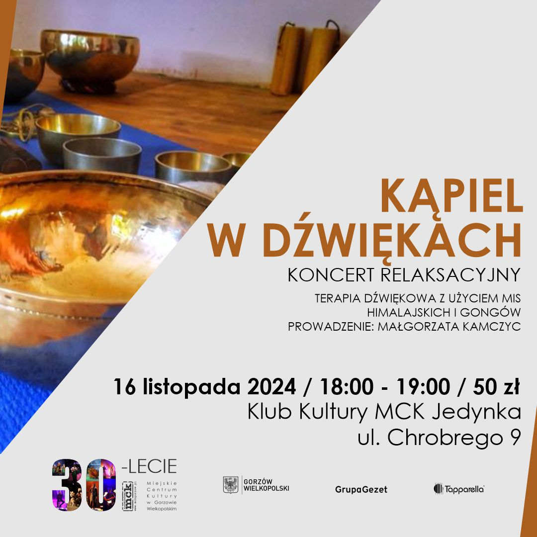 Grafika wydarzenia „Kąpiel w dźwiękach” – koncert relaksacyjny