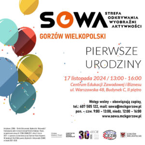 Grafika wpisu Pierwsze Urodziny SOWA Gorzów Wielkopolski