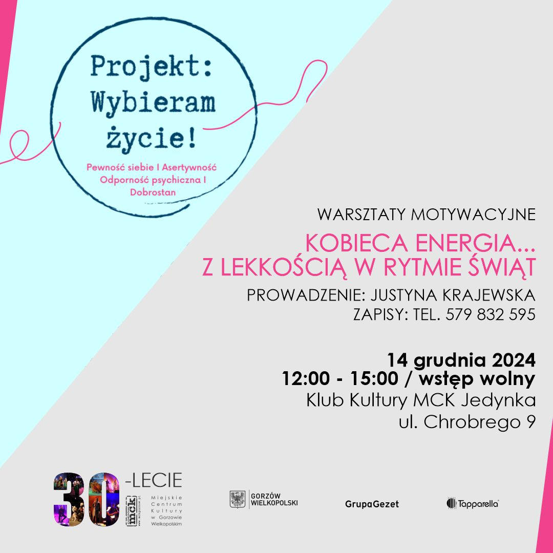 Grafika wydarzenia Warsztaty motywacyjne dla kobiet – Projekt „Wybieram życie!”