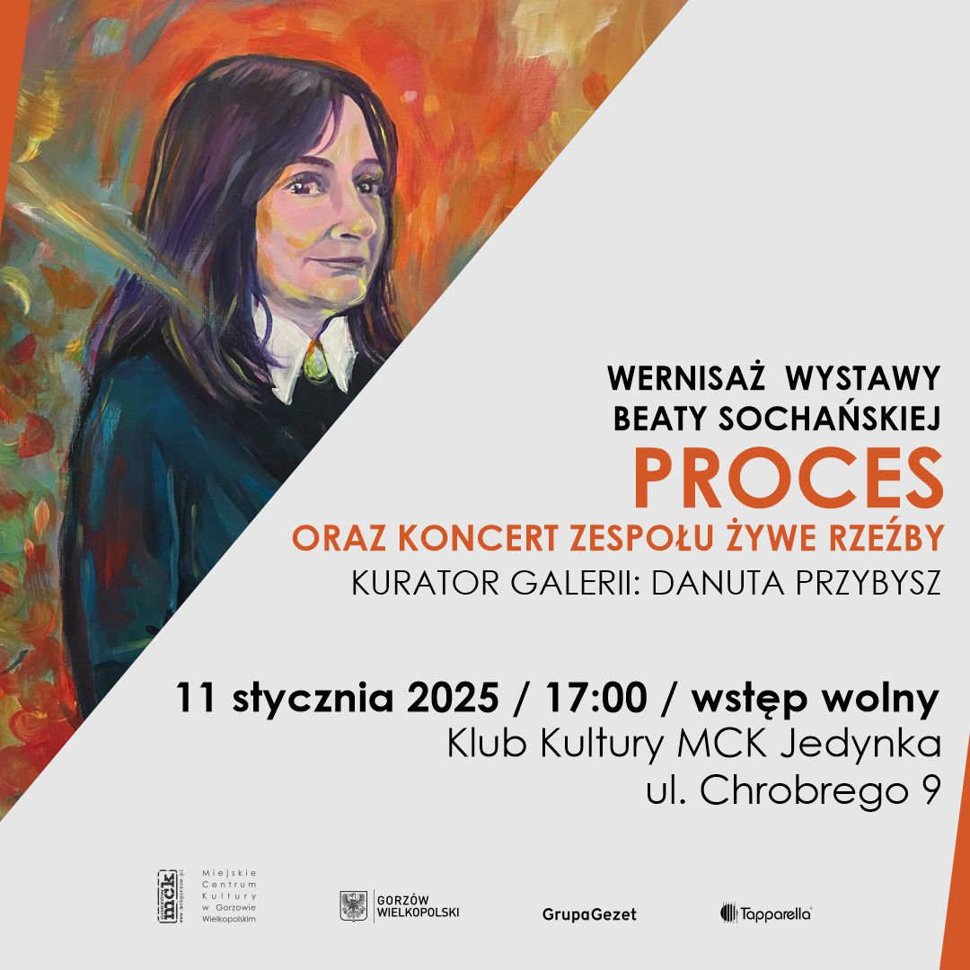 Grafika wydarzenia Wernisaż Beaty Sochańskiej + koncert zespołu Żywe Rzeźby