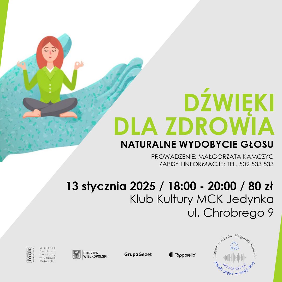 Grafika wydarzenia Warsztaty naturalnego wydobycia głosu „Dźwięki dla zdrowia”