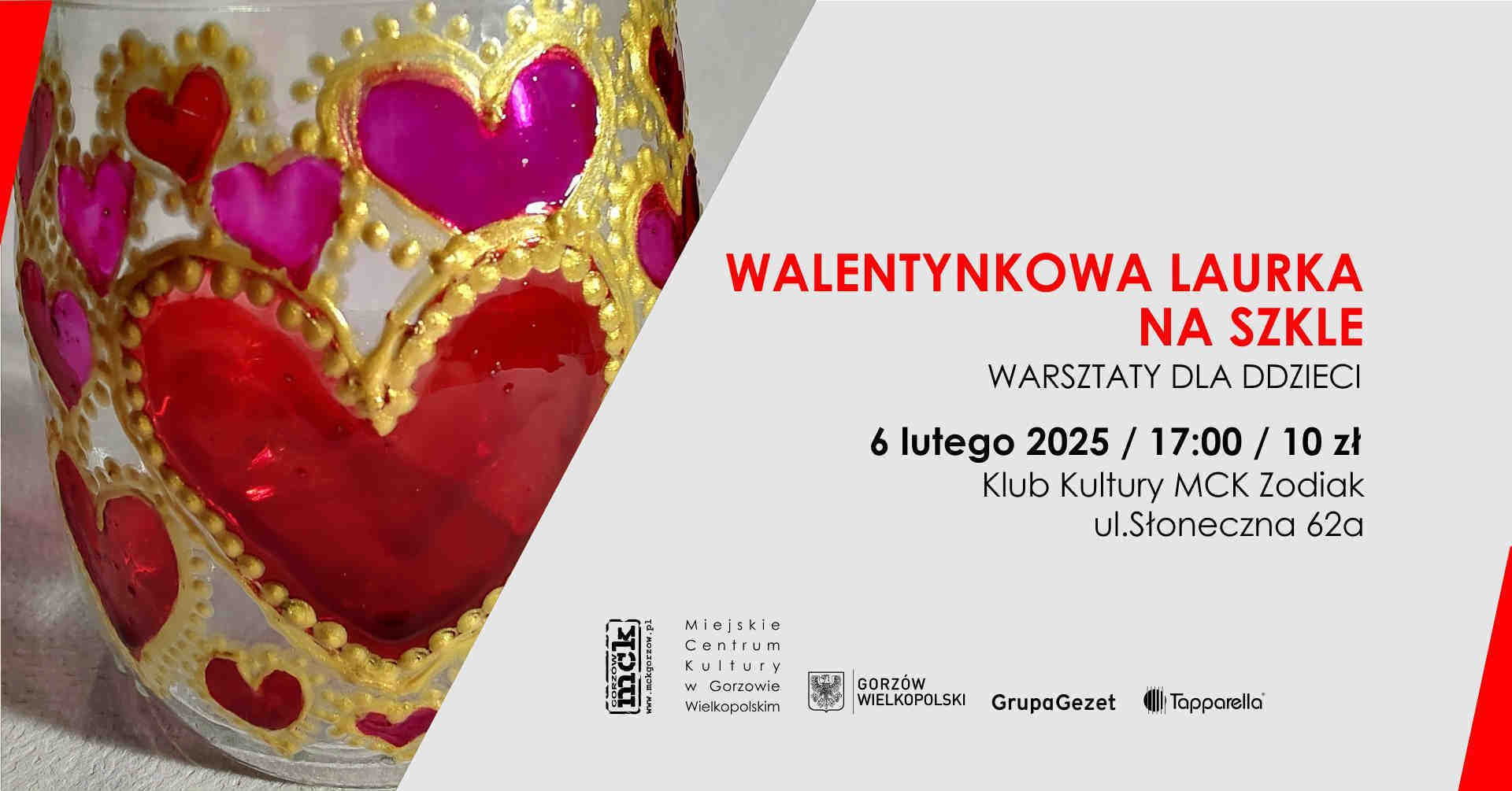 Grafika wydarzenia Walentynkowa laurka na szkle – warsztaty dla dzieci