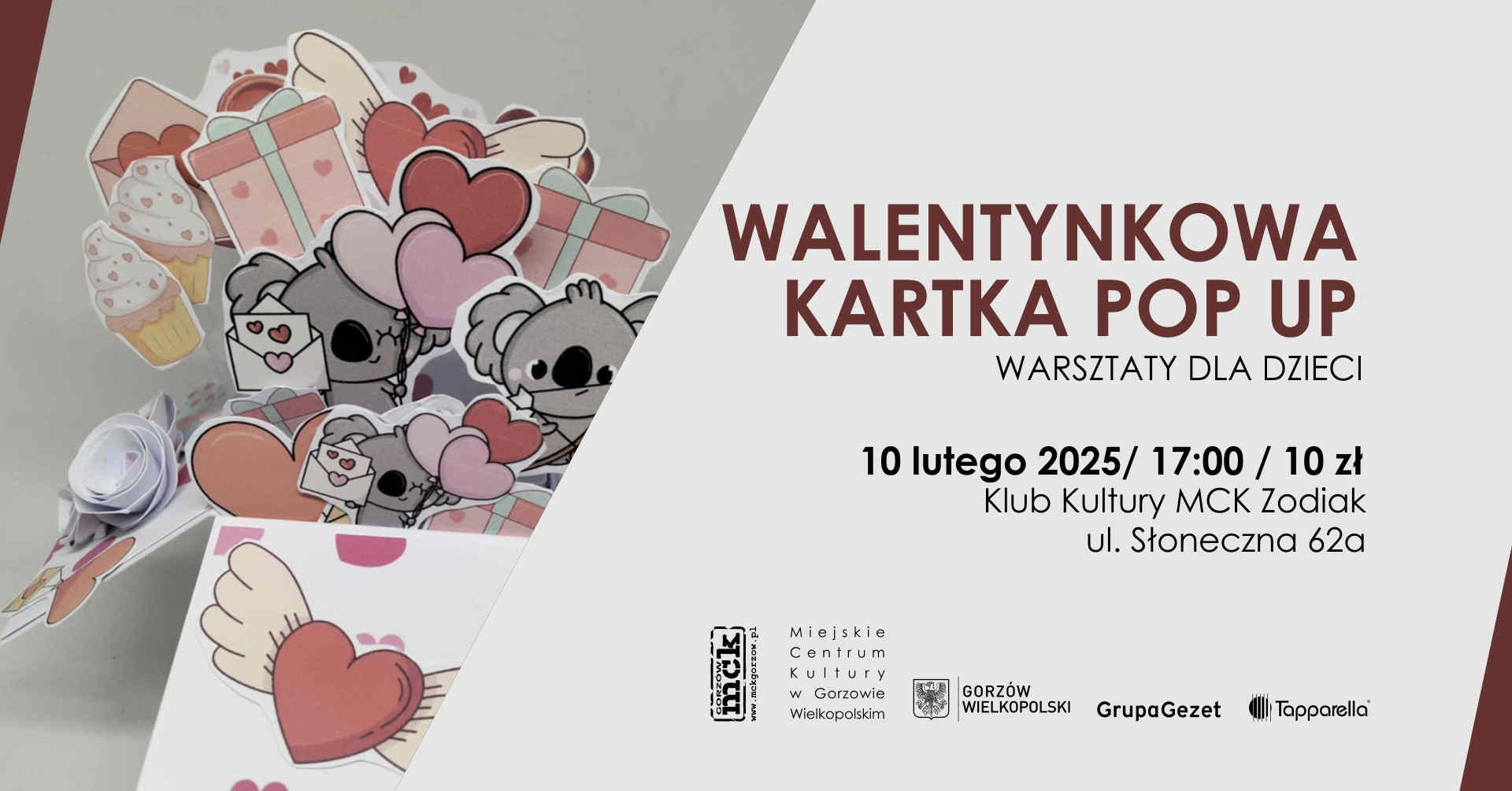 Grafika wydarzenia Walentynkowa kartka pop up – warsztaty dla dzieci