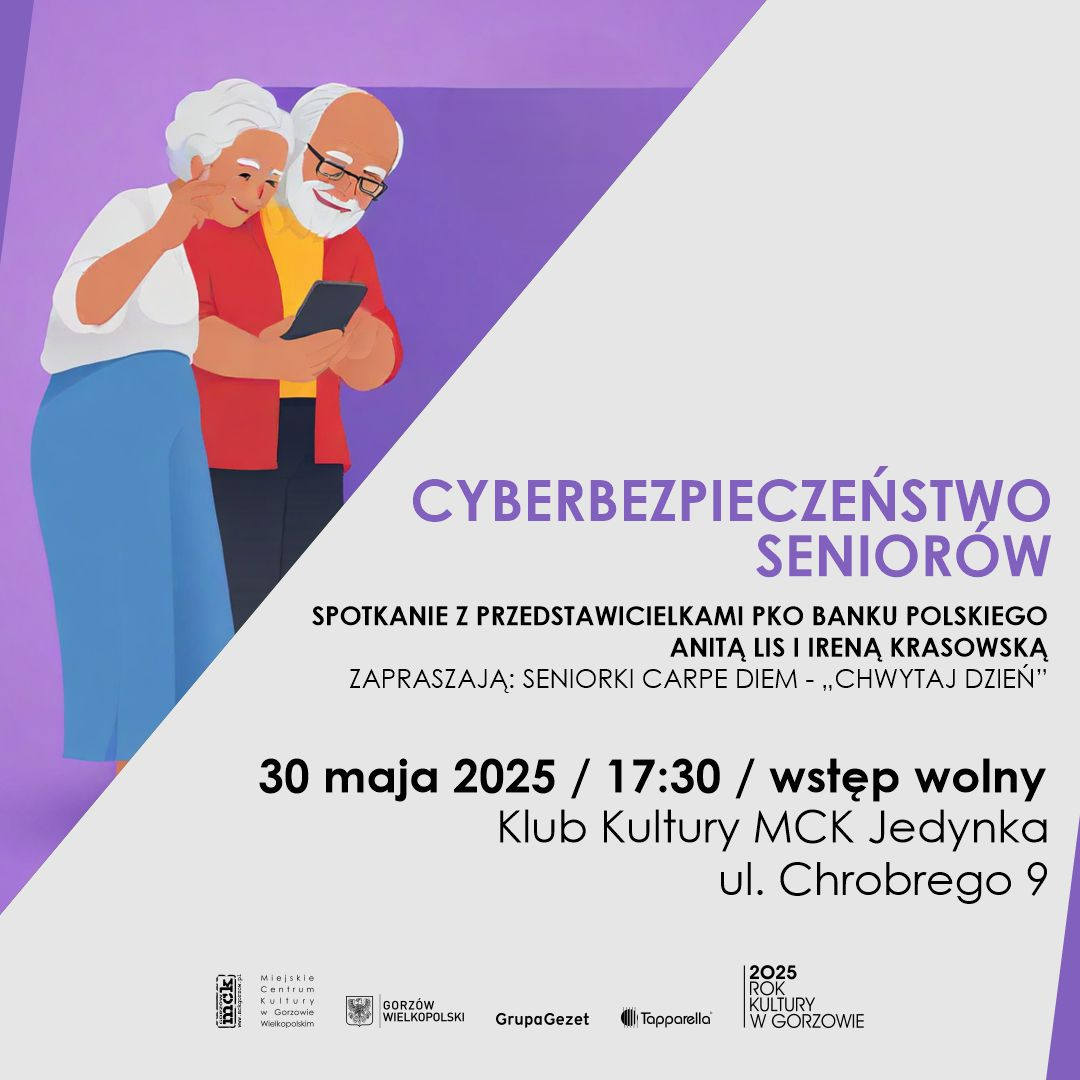 Grafika wydarzenia CyberBezpieczni Seniorzy – spotkanie edukacyjne