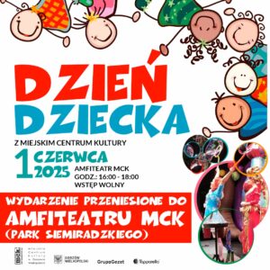 Grafika wpisu Zmiana miejsca wydarzenia –  Dzień Dziecka z Miejskim Centrum Kultury i Teatrem Baniek Mydlanych