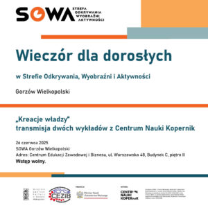 Grafika wpisu Wieczór dla dorosłych „Kreacje władzy” w SOWA Gorzów Wielkopolski