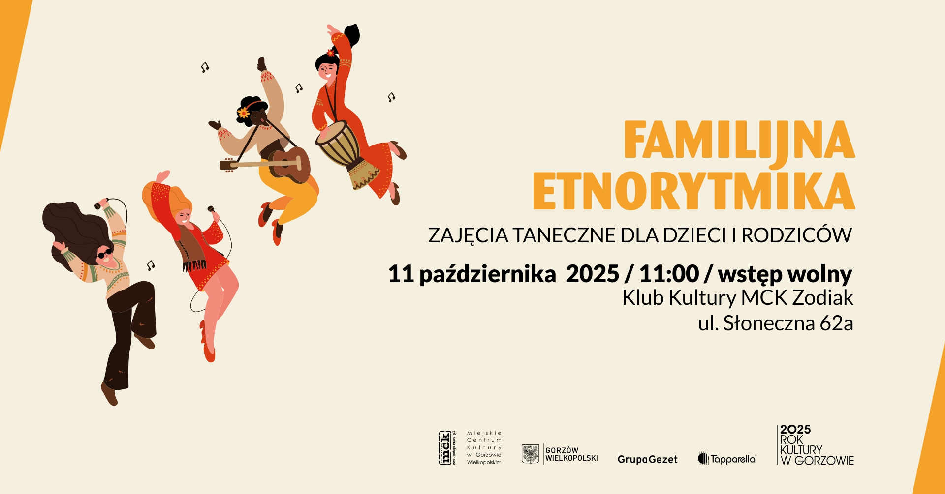 Grafika wydarzenia Familijna etnorytmika – warsztaty taneczne dla dzieci i rodziców