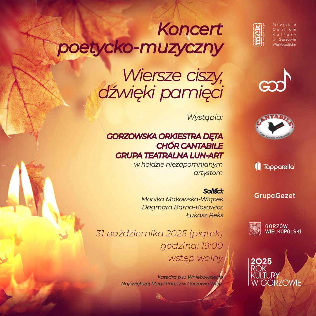 Grafika wydarzenia Koncert poetycko-muzyczny „Wiersze ciszy, dźwięki pamięci”