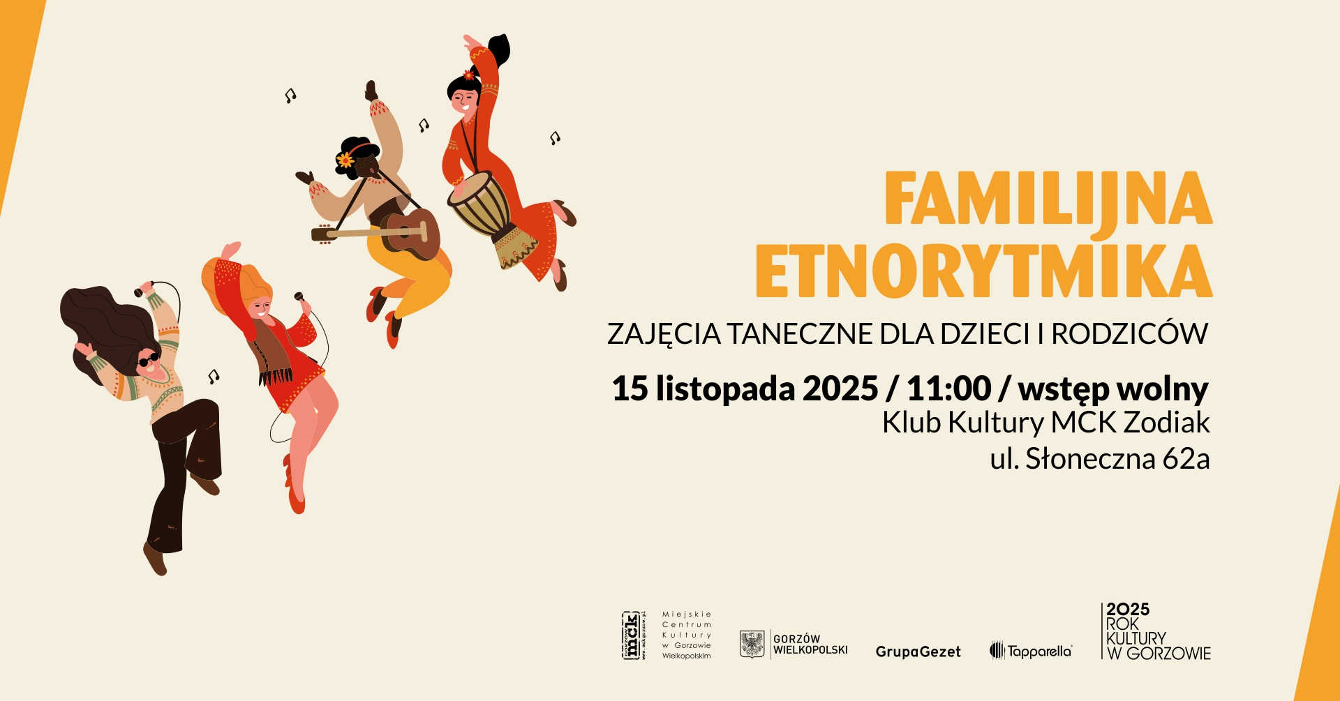 Grafika wydarzenia Familijna etnorytmika – zajęcia taneczne dla dzieci i rodziców