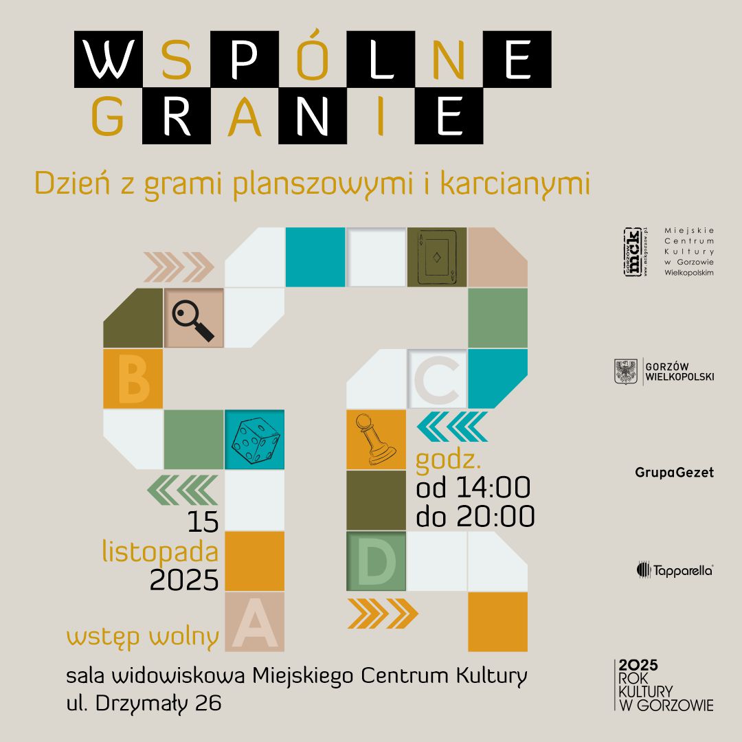 Grafika wydarzenia Wspólne Granie – dzień z grami planszowymi i karcianymi