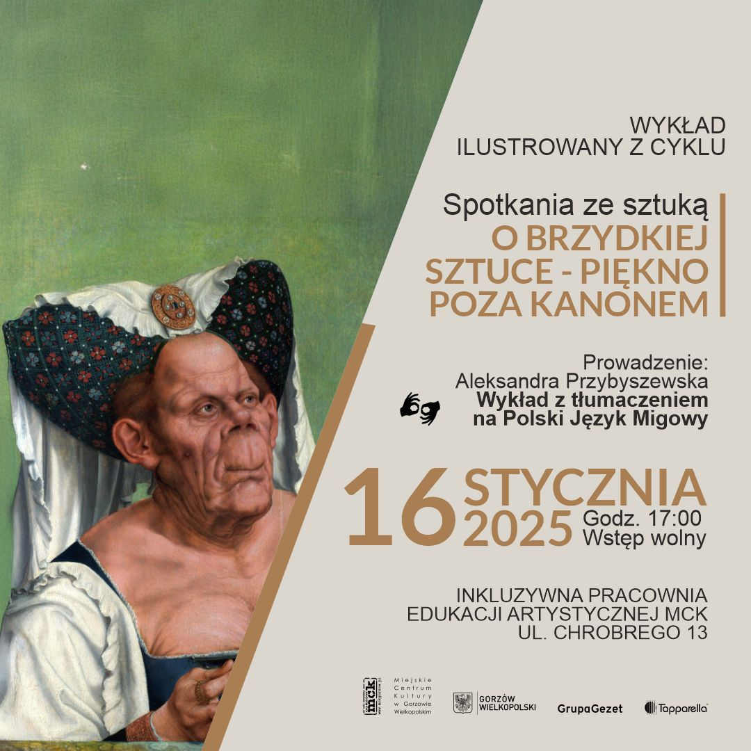 Grafika wydarzenia Spotkania ze sztuką: O brzydkiej sztuce – piękno poza kanonem [tłumaczenie na PJM]