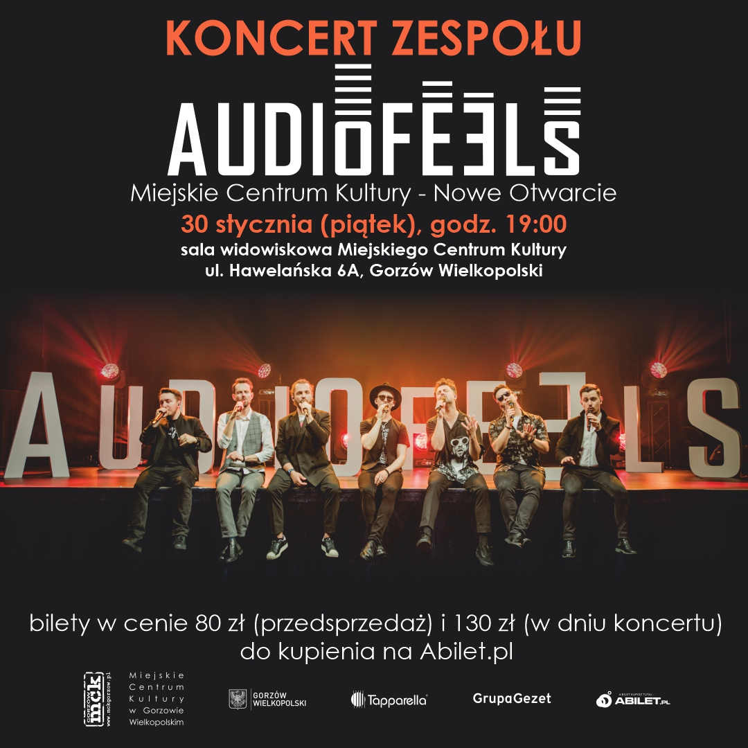 Grafika wydarzenia Koncert zespołu AudioFeels / Miejskie Centrum Kultury – Nowe Otwarcie!