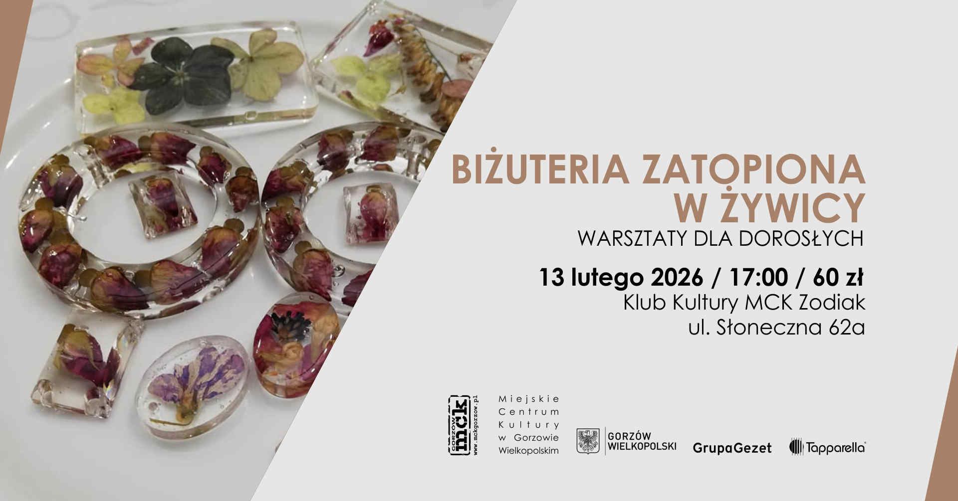 Grafika wydarzenia Biżuteria zatopiona w żywicy – warsztaty dla dorosłych