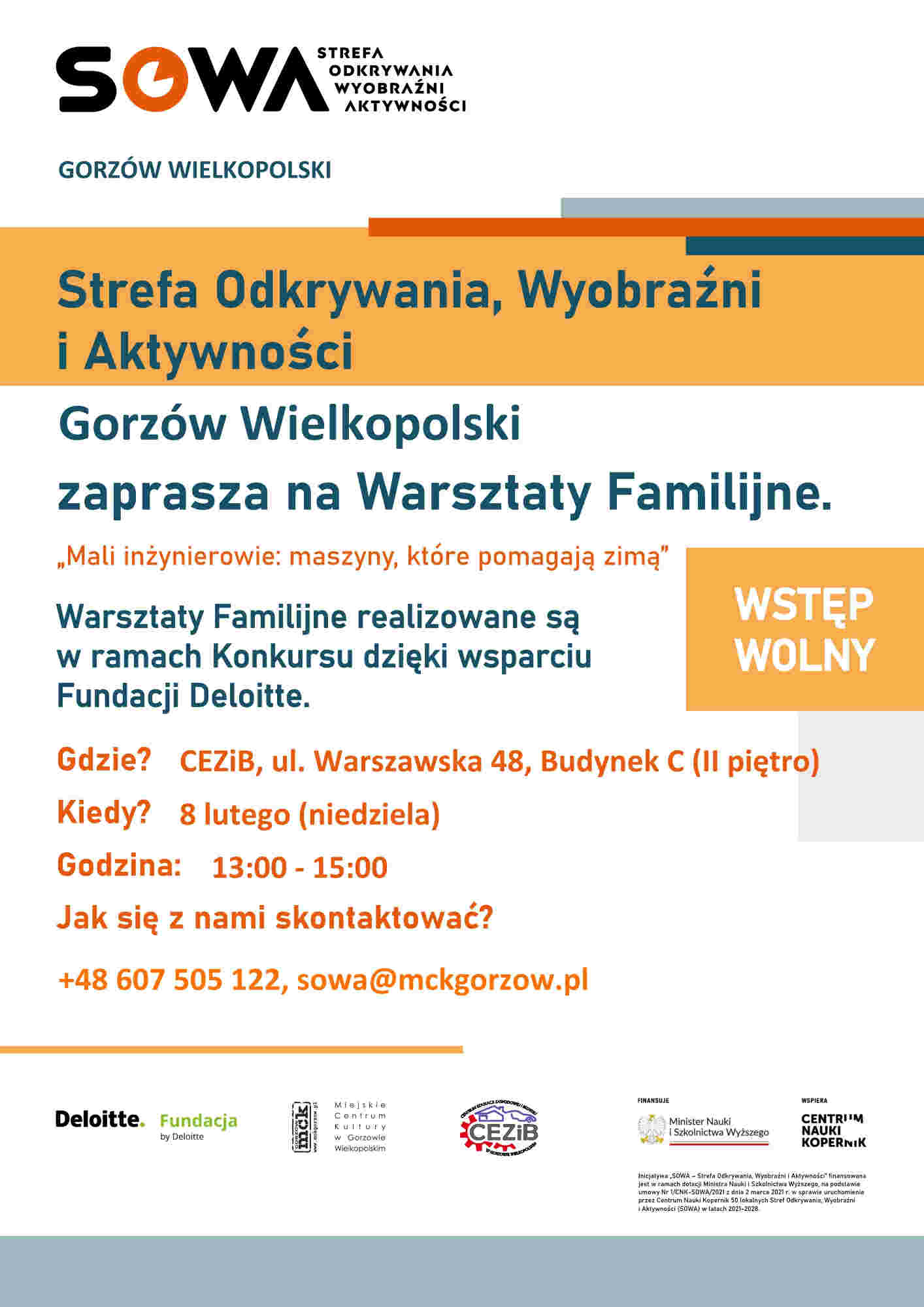 Grafika wydarzenia Warsztaty familijne „Mali inżynierowie: maszyny, które pomagają zimą”