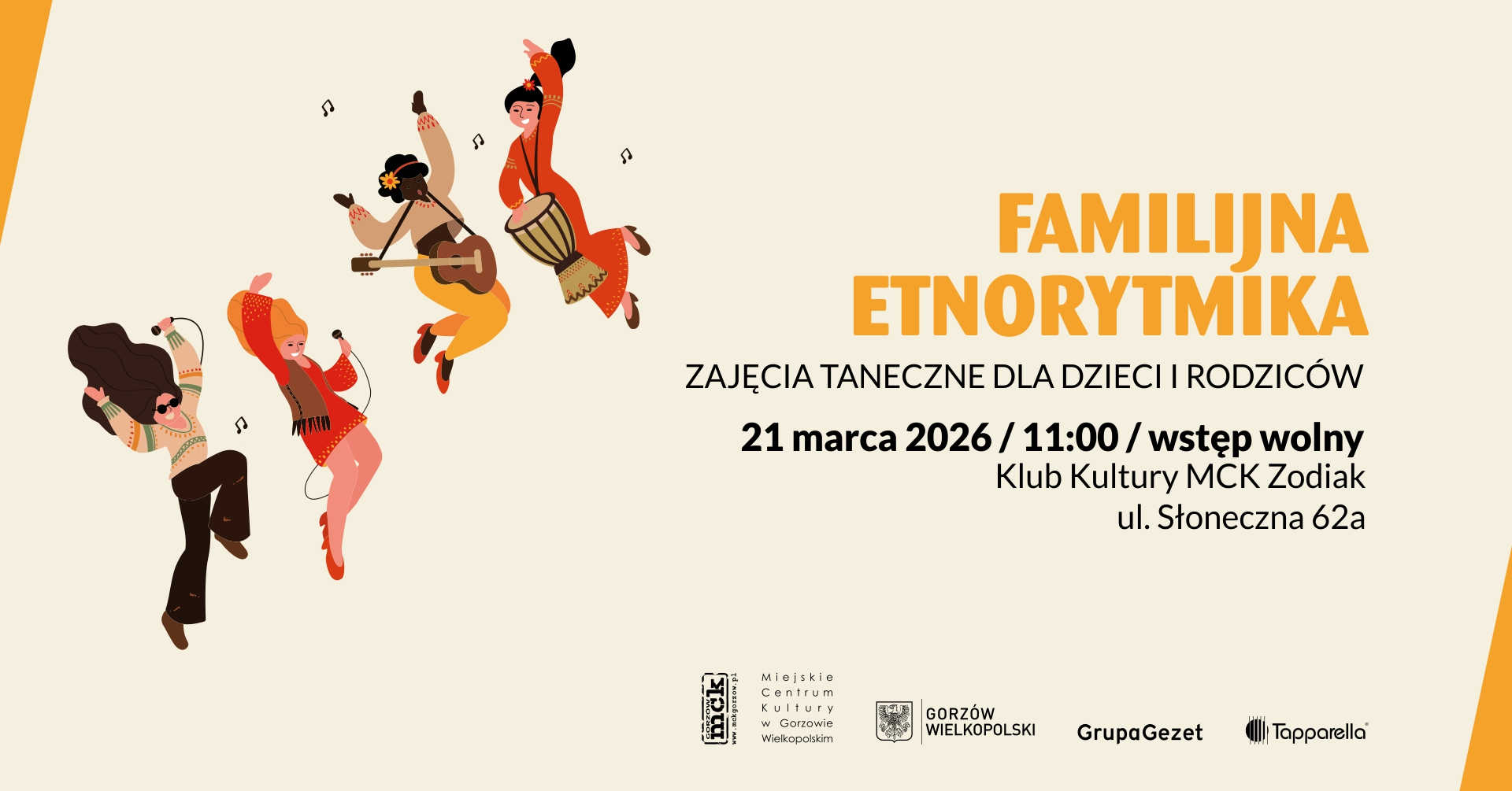 Grafika wydarzenia Familijna etnorytmika – zajęcia taneczne dla dzieci i rodziców