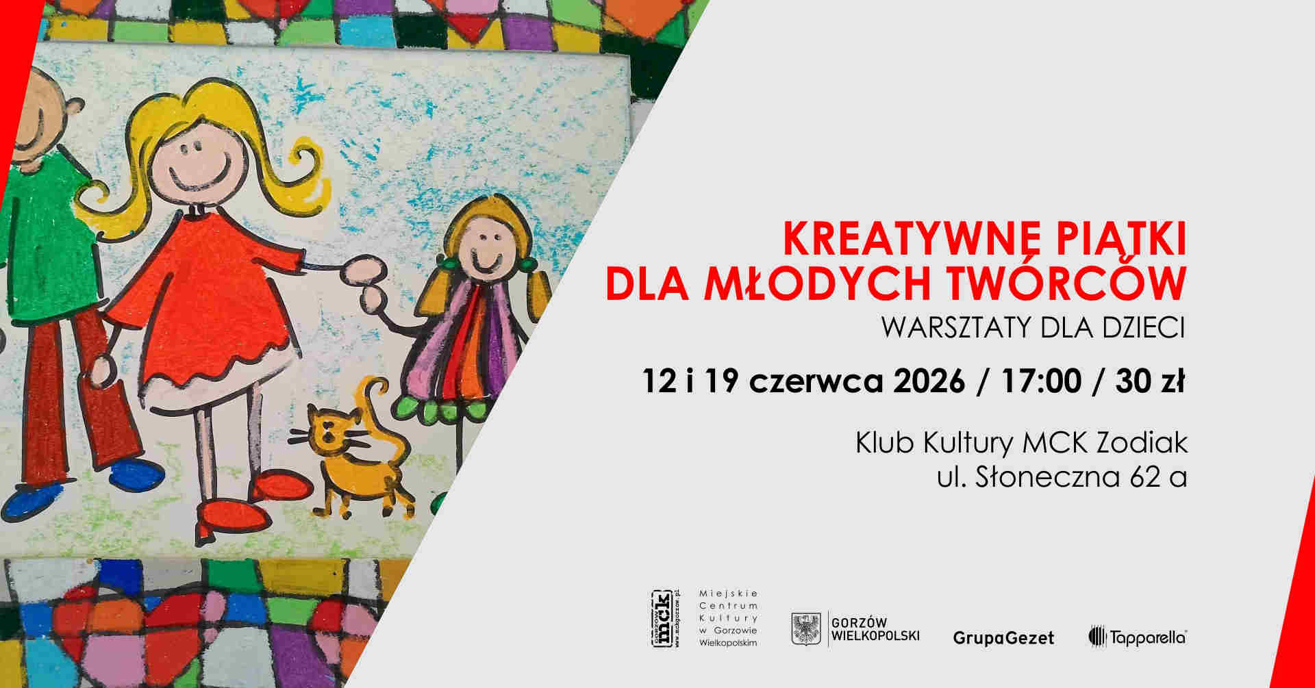 Grafika wydarzenia Kreatywne piątki dla młodych twórców – warsztaty dla dzieci